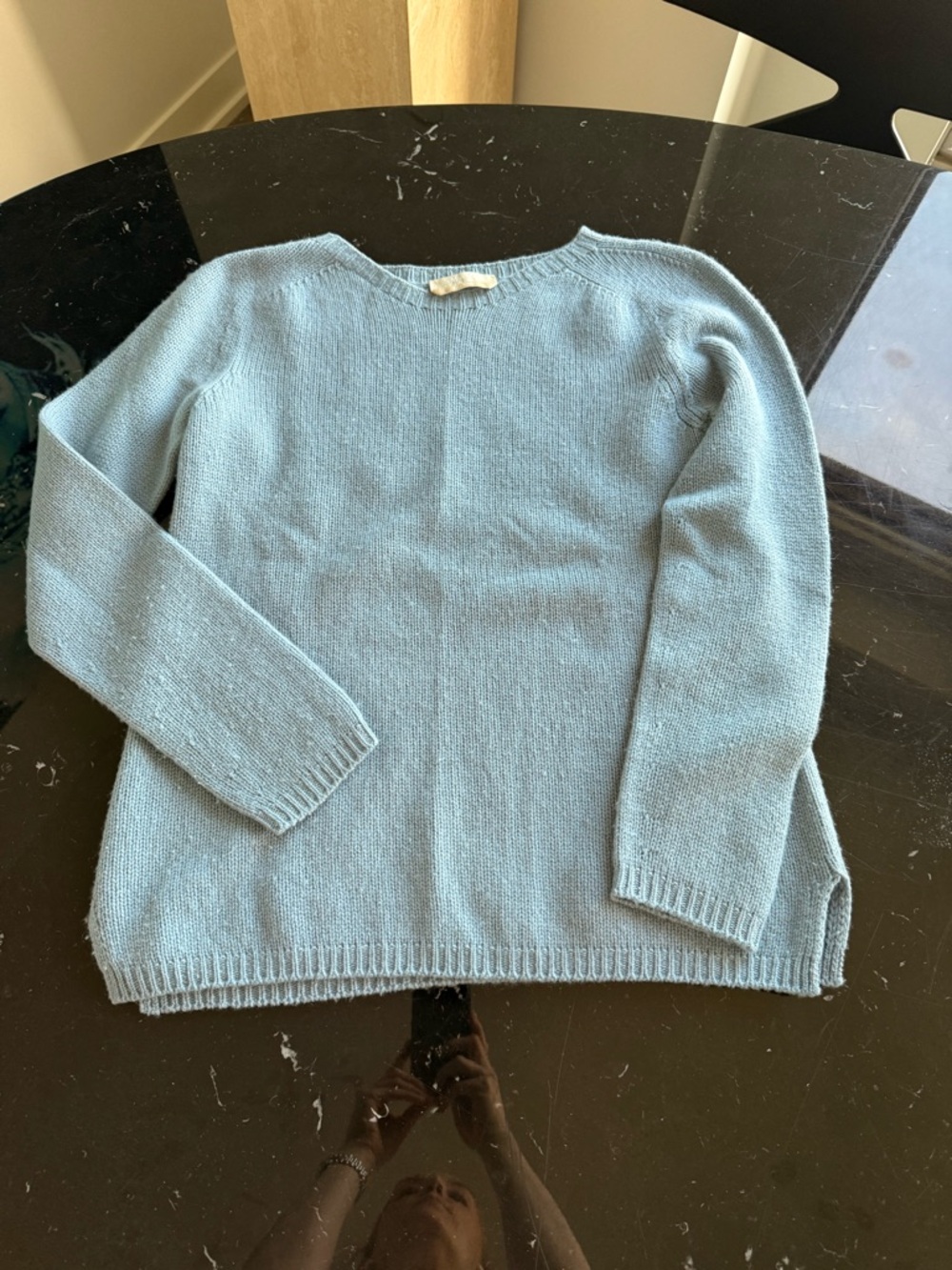 MaxMara Light Blue Crewneck Knit Sweater